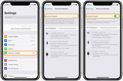 cara menampilkan hotspot di iphone