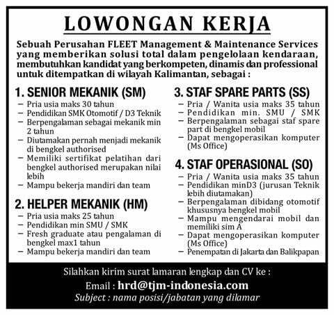 contoh iklan lowongan pekerjaan