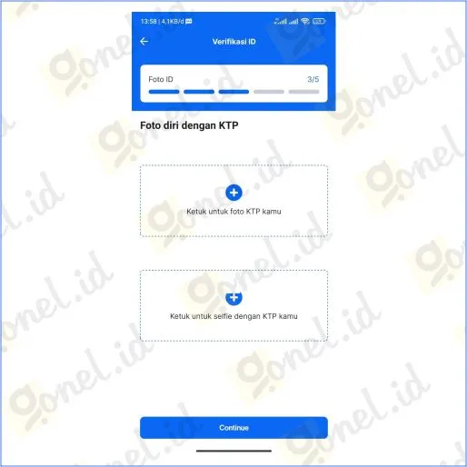 upload ktp dan foto selfie