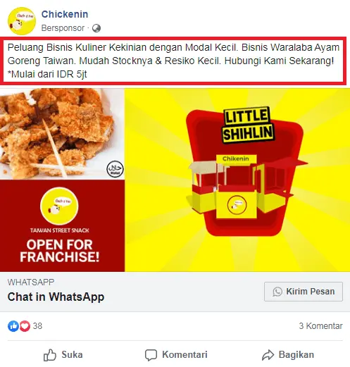 contoh iklan di facebook