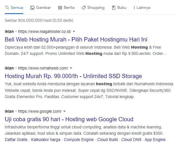 iklan di mesin pencari google