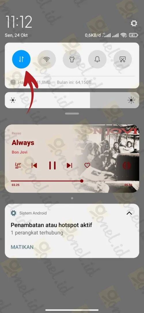 pastikan data seluler aktif